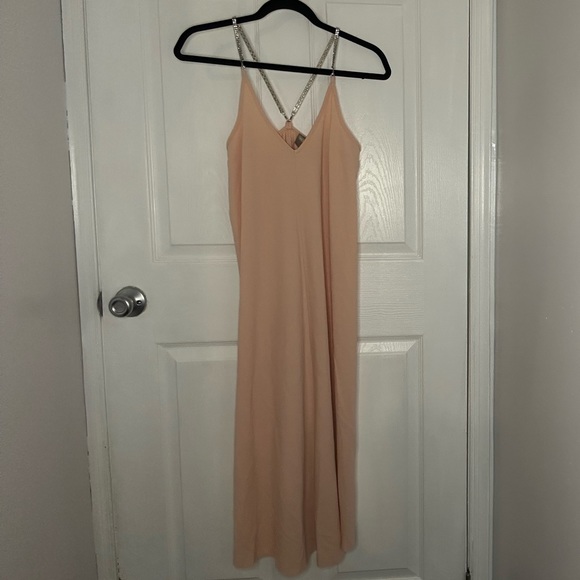 ASOS Maternity Dresses & Skirts - ASOS DESIGN Maternity Light Pink Trapeze Midi Dress with Rhinestone Straps